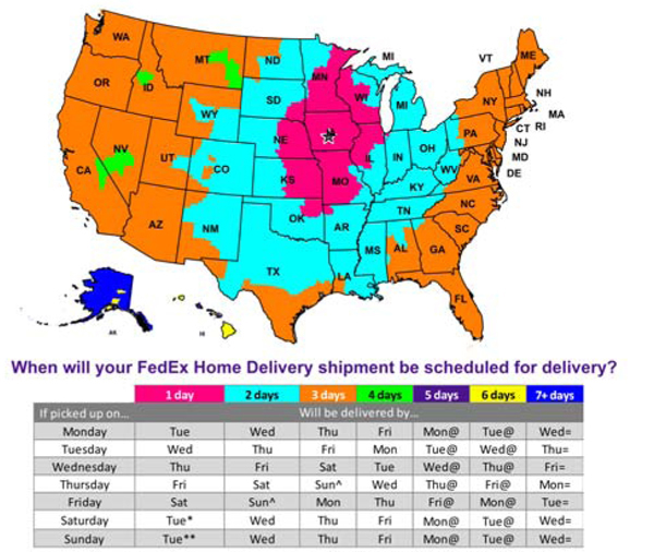 Shipping delivery time map